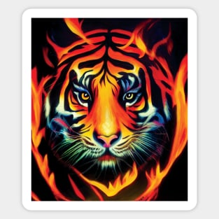 Powerful Tiger in Flames Sticker